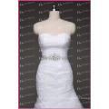 ED Bridal Trumpet Sweetheart Ruched Beading Waist White Wedding Dresses China Organza